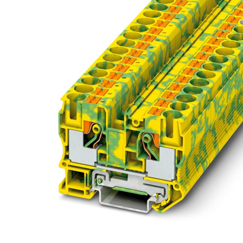 Заземляющая клемма на DIN-рейку push-in ETEK PT10-PE 10мм² 57A желто-зеленая | Е-Энерджи