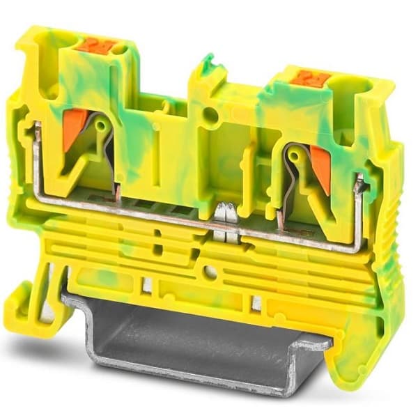 Заземляющая клемма на DIN-рейку push-in ETEK PT2.5-PE 2.5мм² 24A желто-зеленая | Е-Энерджи