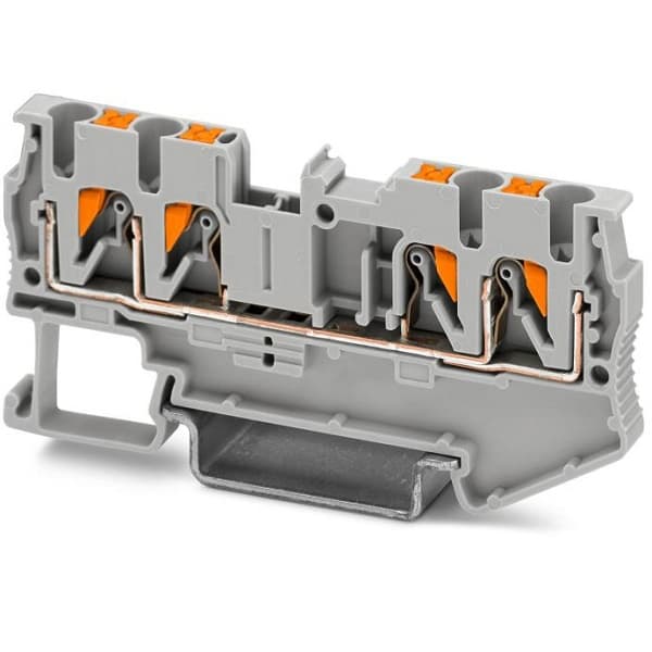 Колодка клеммная на DIN-рейку push-in ETEK PT 2.5-QUATTRO 2.5мм² 24A серая | Е-Энерджи