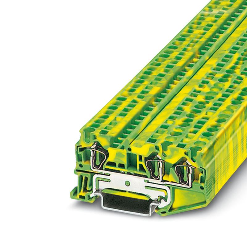 Заземляющая клемма на DIN-рейку пружинная ETEK ST4-TWIN-PE 4мм² 32A желто-зеленая | Е-Энерджи