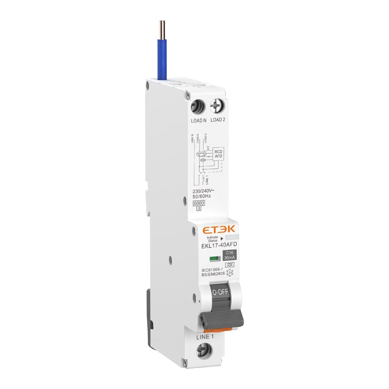 Дифавтомат с защитой от дугового пробоя ETEK EKL17H-40AFD 1P+N 40A 30mA кривая С тип A 6kA | Е-Энерджи