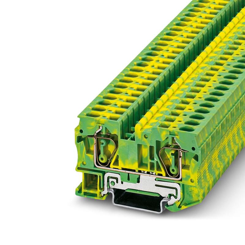 Заземляющая клемма на DIN-рейку пружинная ETEK ST6-PE 6мм² 41A желто-зеленая | Е-Энерджи