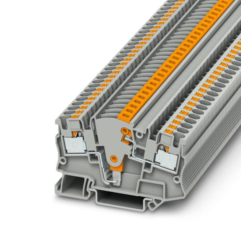 Колодка клеммная с размыкателем на DIN-рейку push-in ETEK PTME 4 4мм² 24A серая | Е-Энерджи