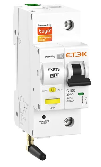 Умный автоматический выключатель ETEK EKR3S 1P C16A WiFi с измерением параметров | Е-Энерджи