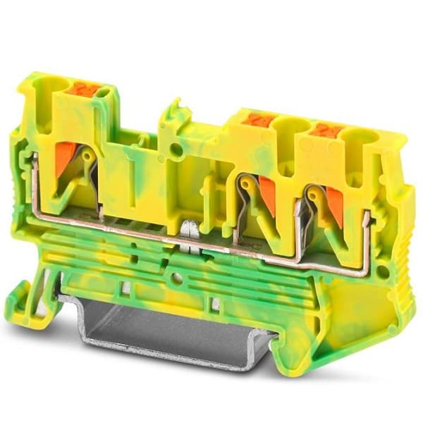 Заземляющая клемма на DIN-рейку push-in ETEK PT 2.5-TWIN-PE 2.5мм² 24A желто-зеленая | Е-Энерджи