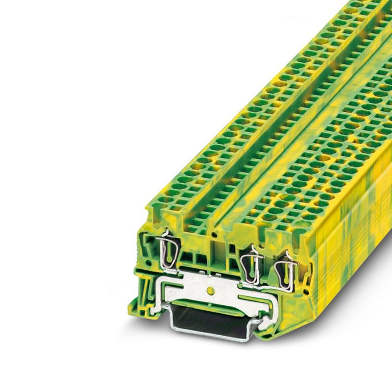 Заземляющая клемма на DIN-рейку пружинная ETEK ST2.5-TWIN-PE 2.5мм² 24A желто-зеленая | Е-Энерджи